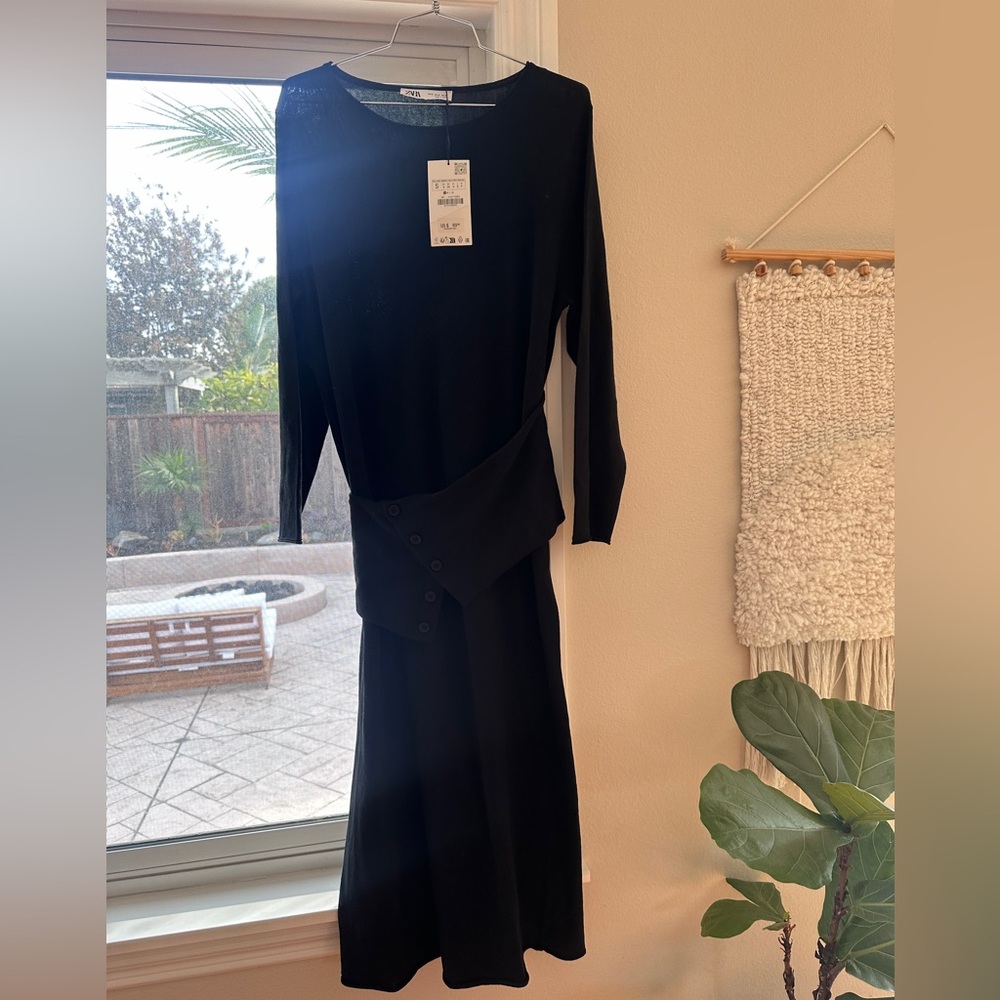 Zara Sash Knit MIDI Dress - NWT Small 🖤 - Picture 9 of 9